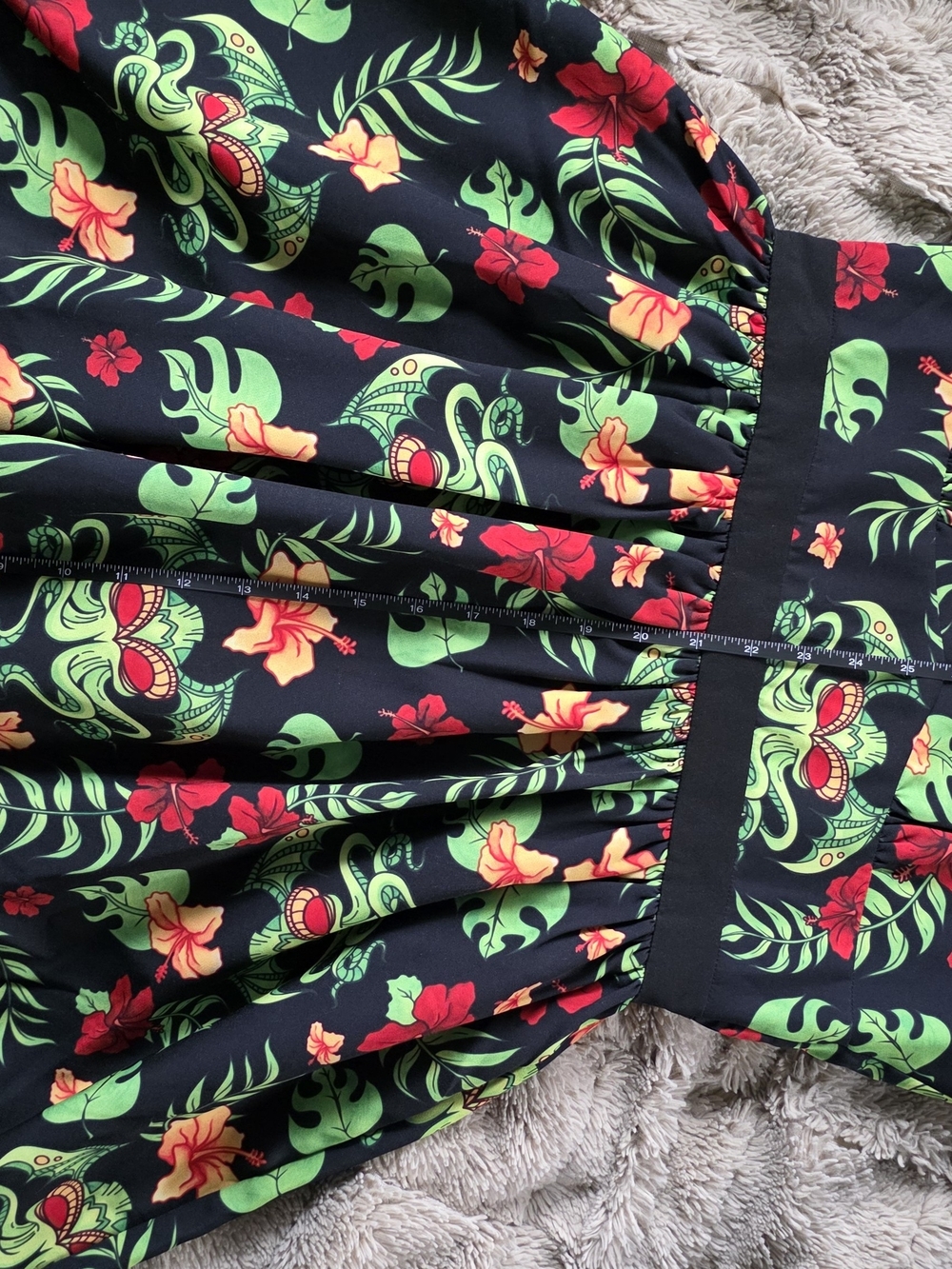 Sourpuss Black Tropical Cthulhu Floral Fit & Flare Scuba Dress - Picture 2 of 7